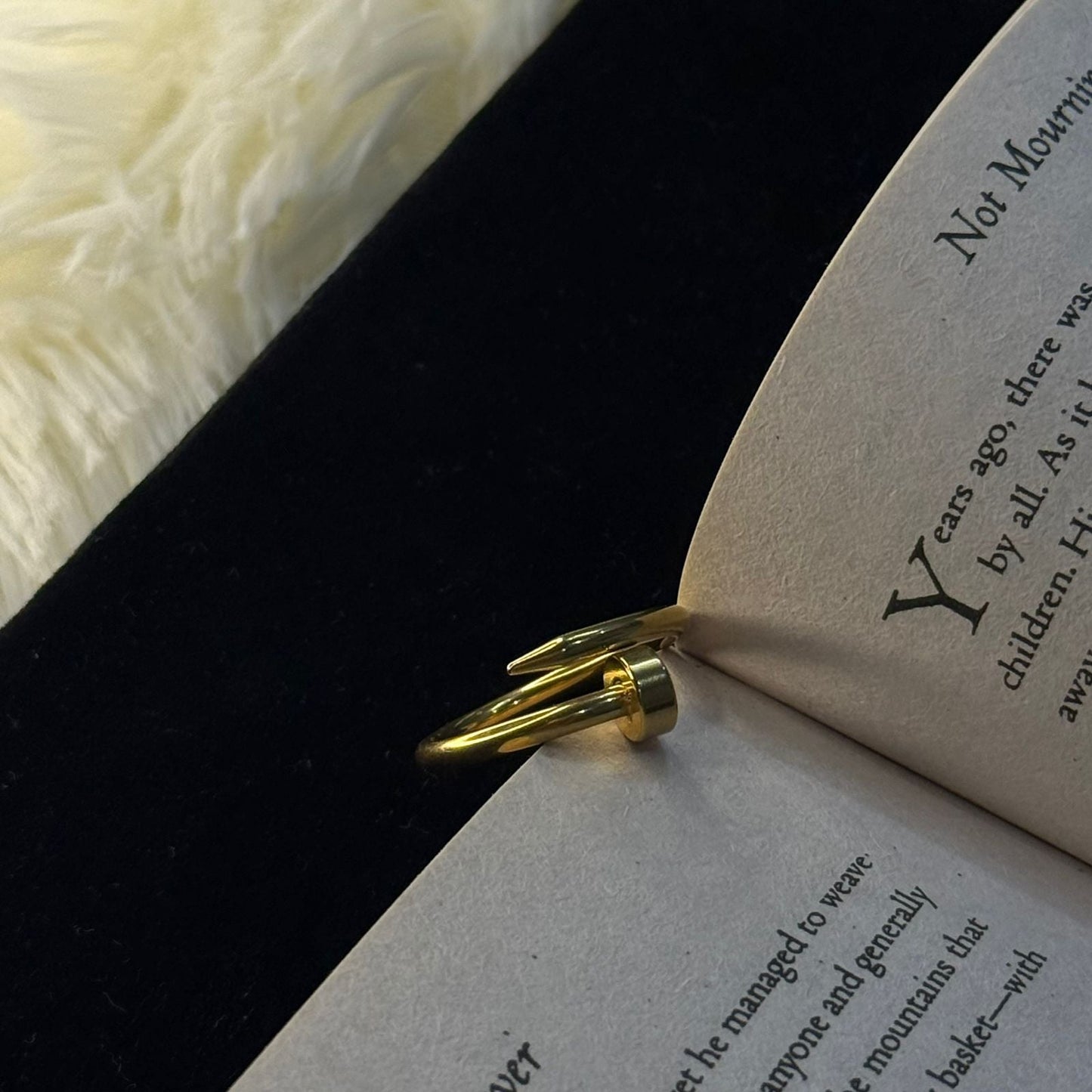 Golden Nail Shape Ring