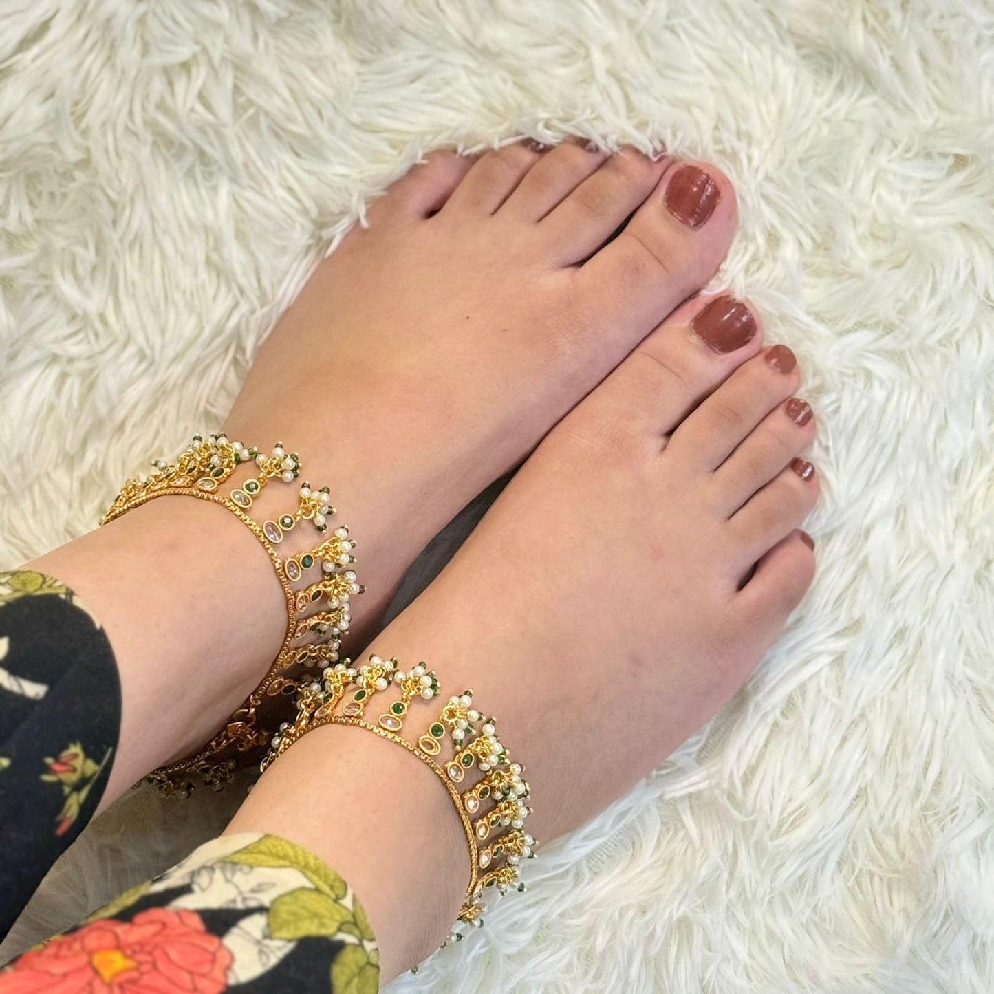 Crystal Green Drop Anklet