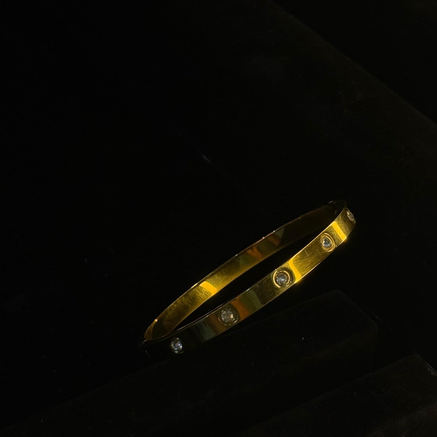 Crystal Stone Steel Bangle