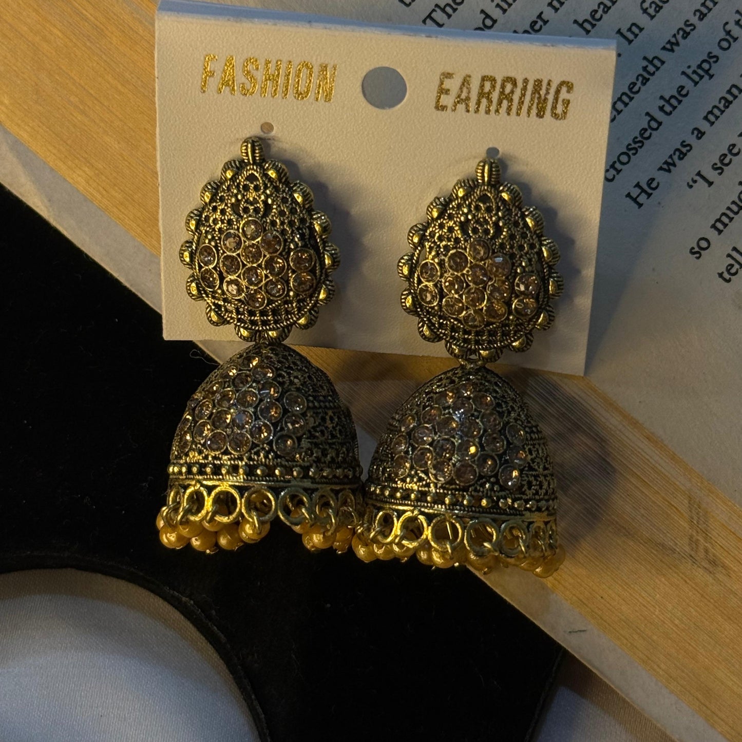 Golden Stone Studded Traditional Jhumka