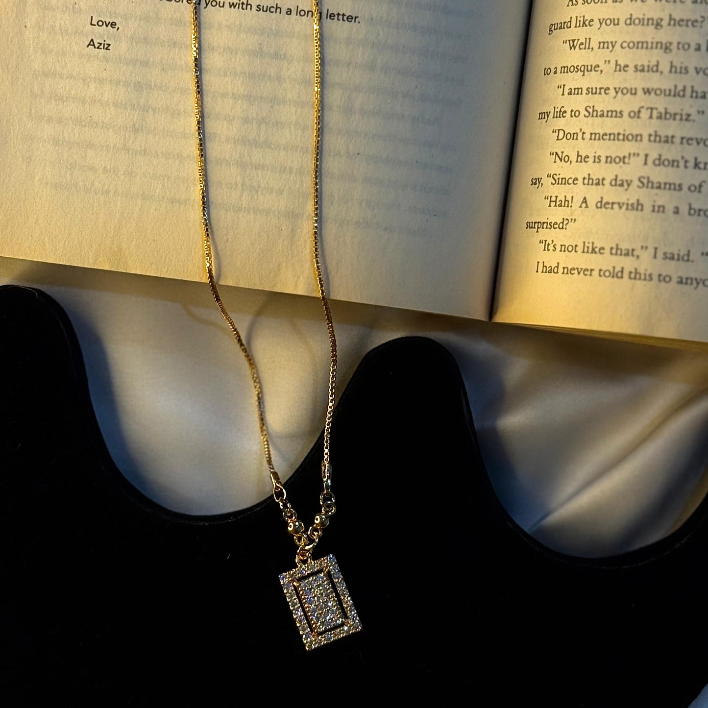 Rhine Stone Rectangle Pendant