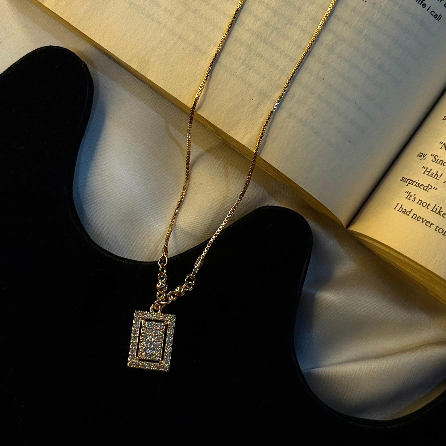 Rhine Stone Rectangle Pendant