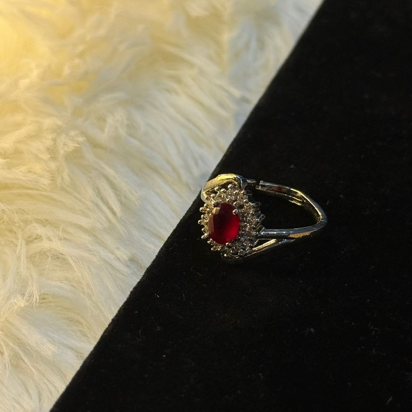 Red Oval Cut Ring