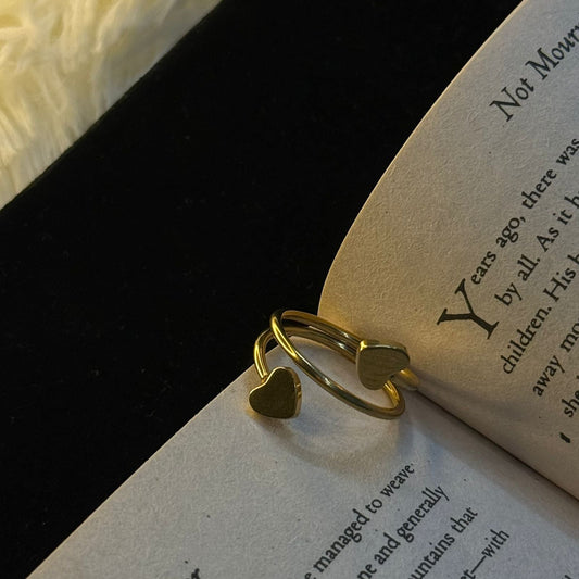 Golden Double Heart Ring