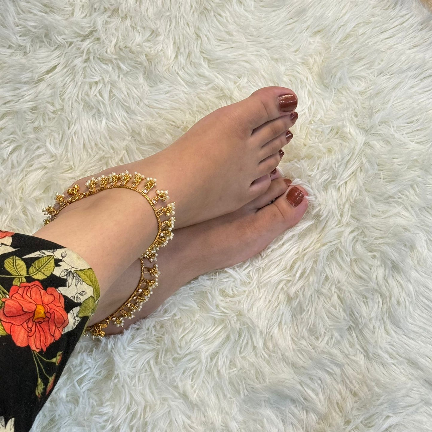 Crystal White Drop Anklet Pair