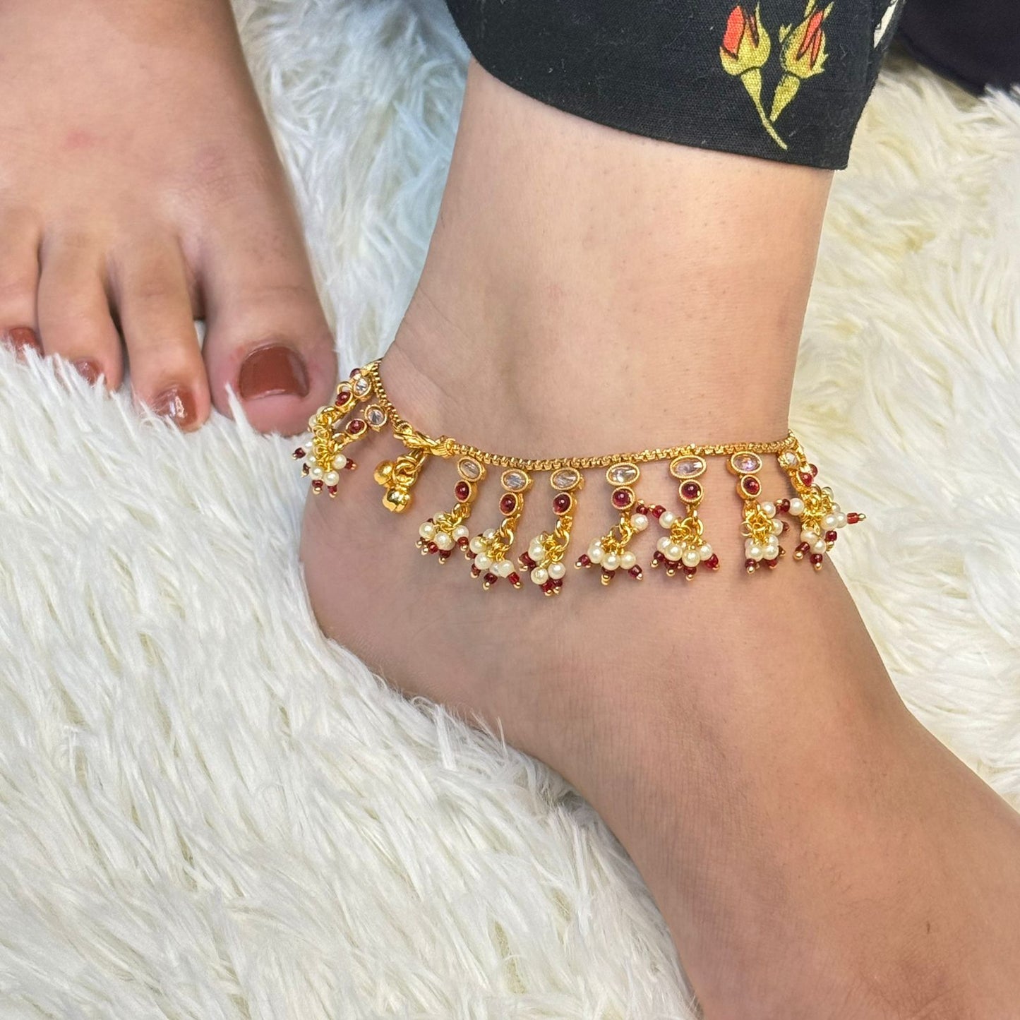 Crystal Red Drop Anklet