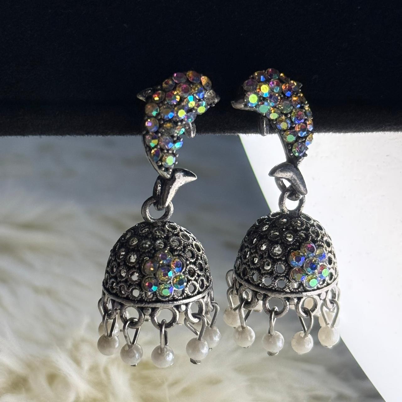 Small Crystal Dolphin Jhumka