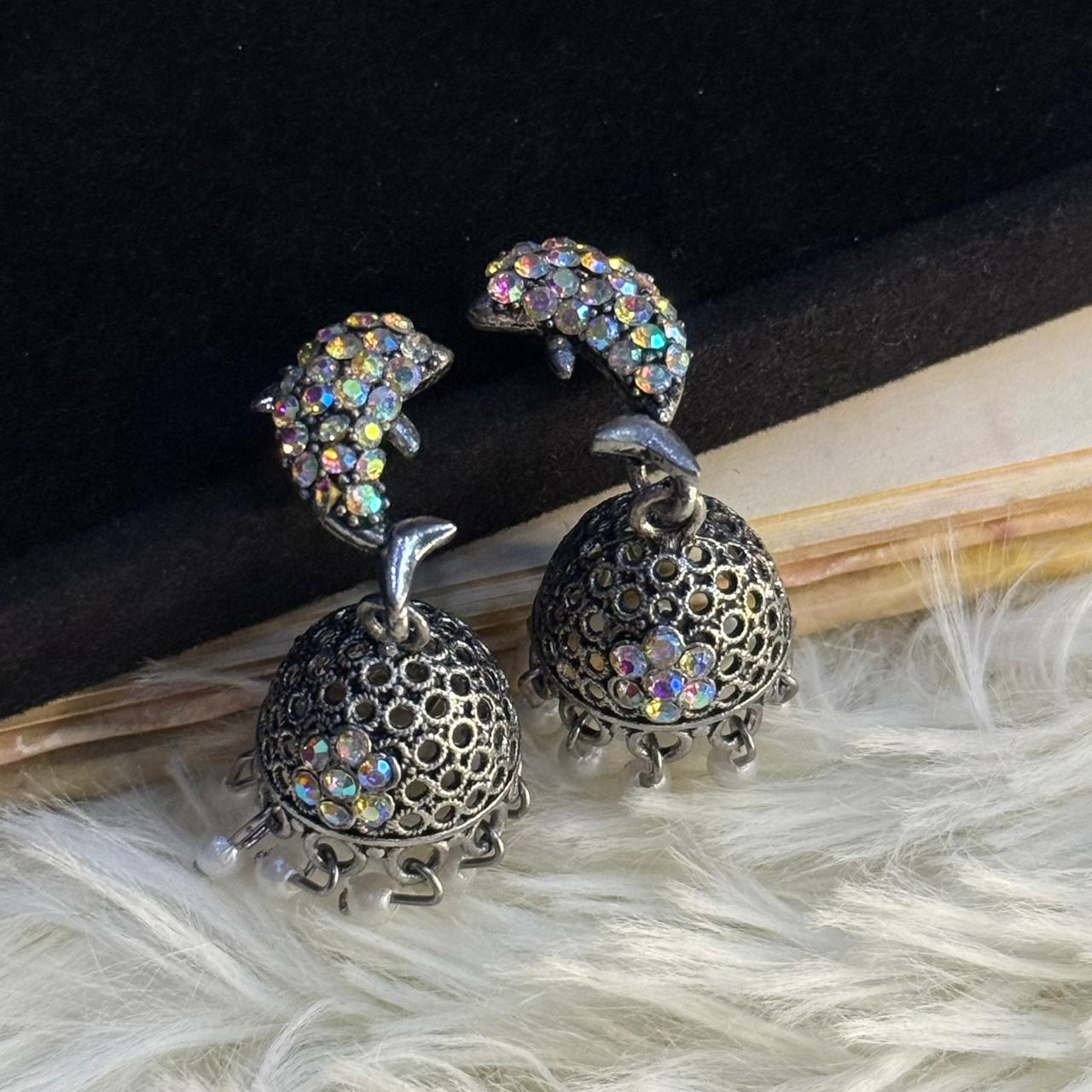 Small Crystal Dolphin Jhumka