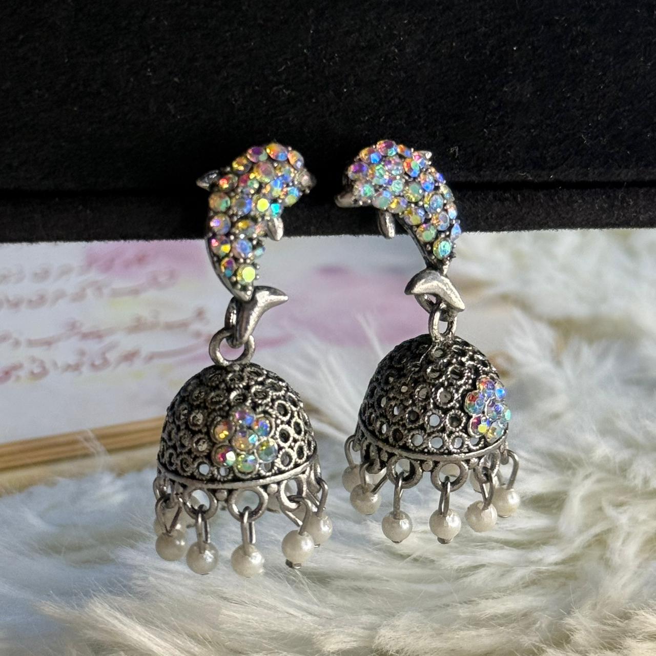 Small Crystal Dolphin Jhumka