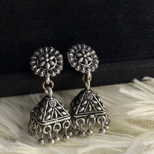 Silver Oxidized Triangle Jhumka
