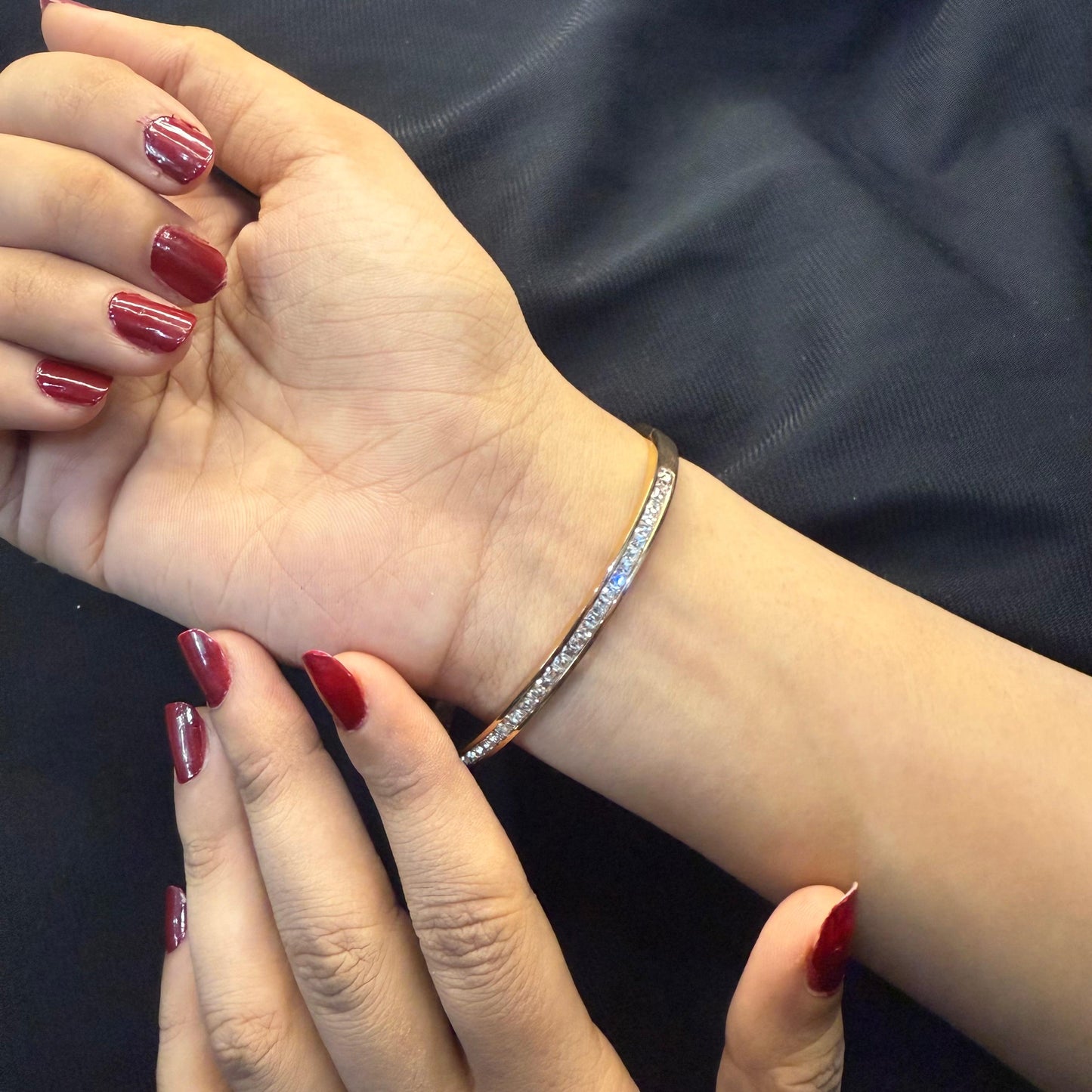 Crystal Stone Wire Bangle
