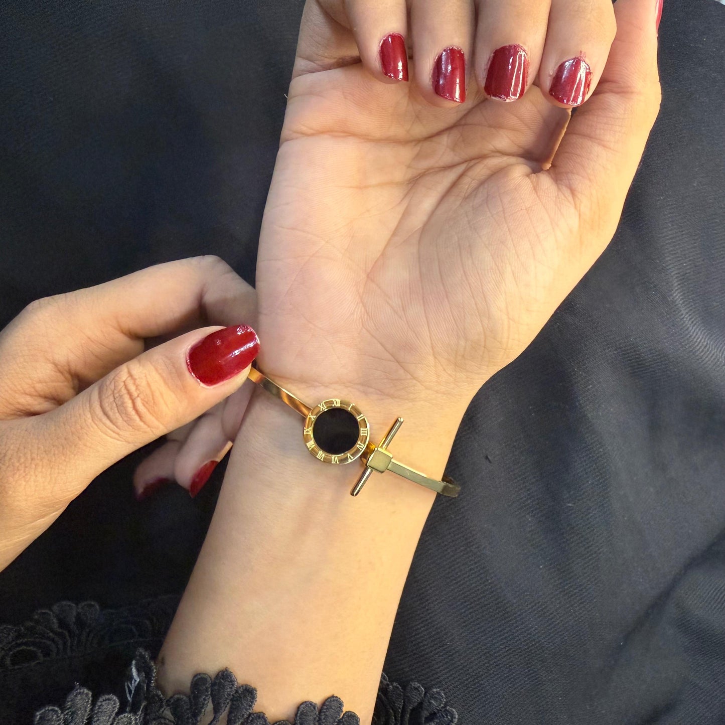 Black Roman Stone  Bracelets