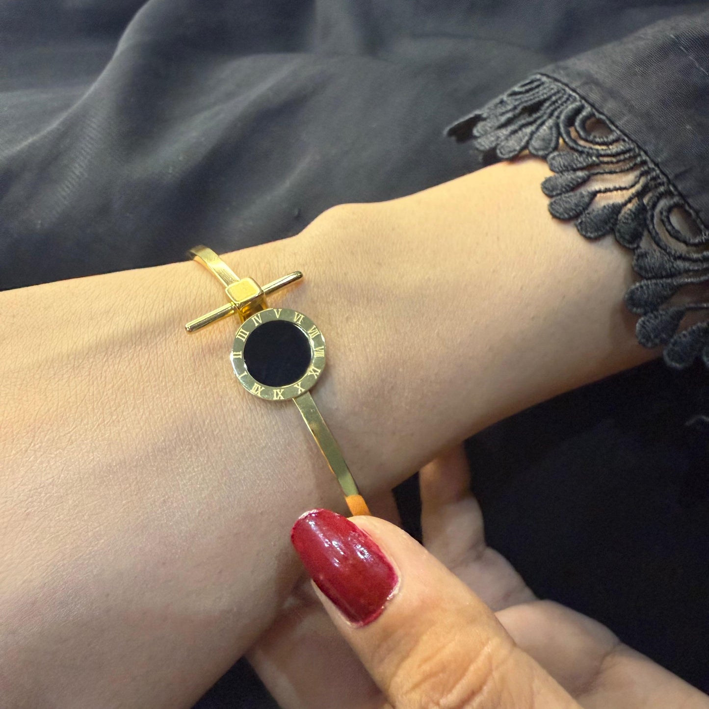 Black Roman Stone  Bracelets