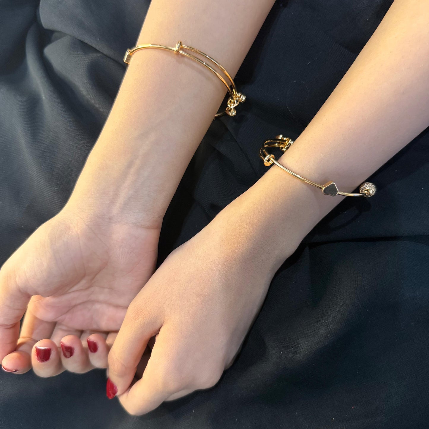 Heart & Ball Gold Bangles
