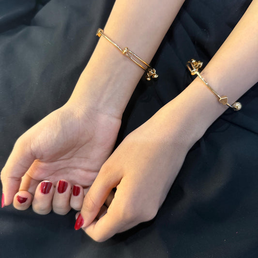 Heart & Ball Gold Bangles