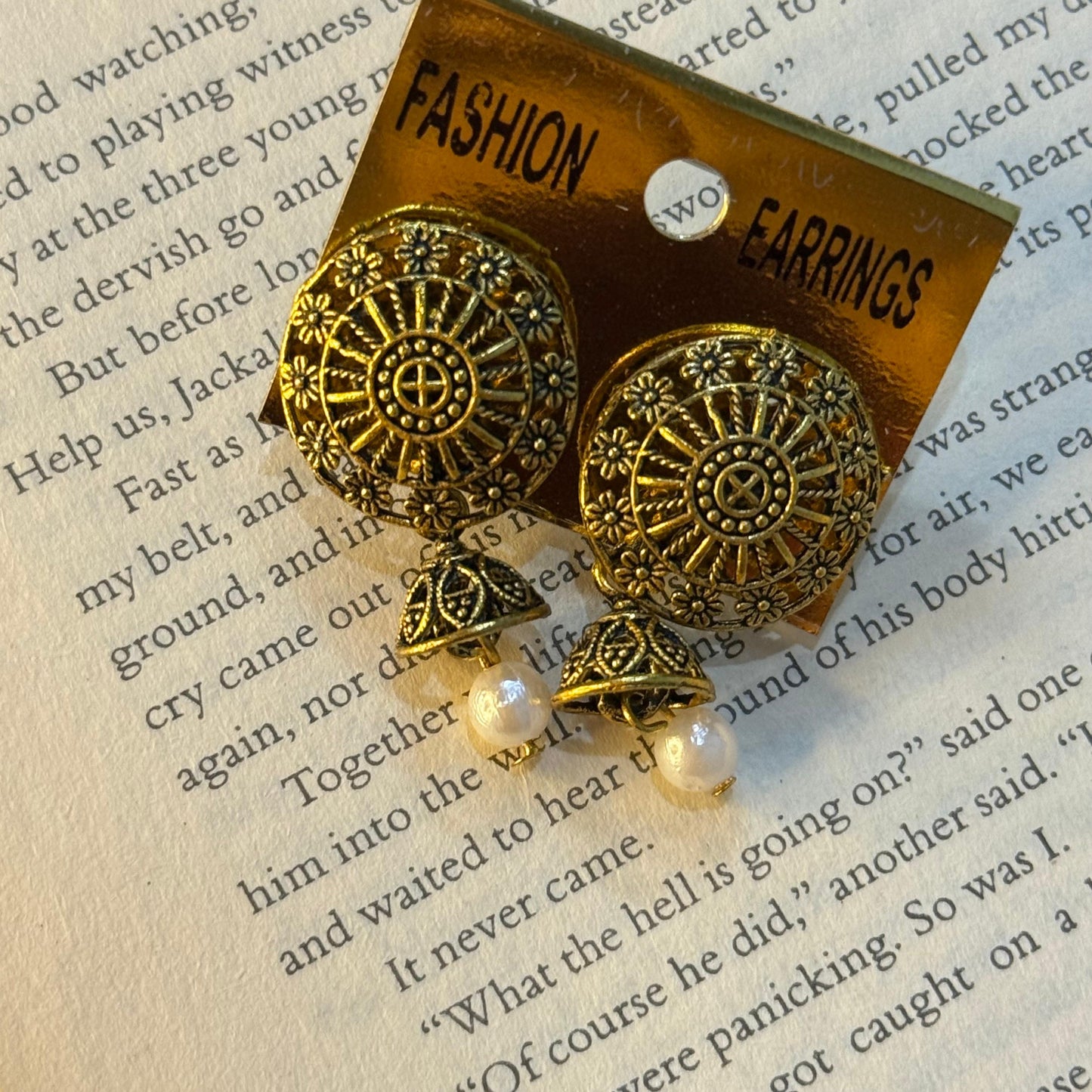 Golden Heritage Mandala Pearl Jhumka