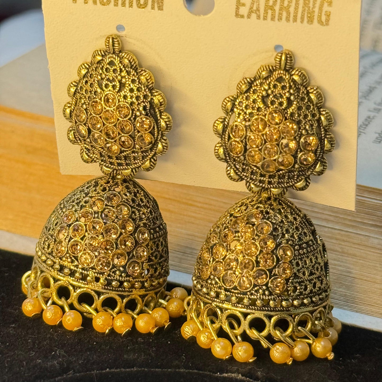 Golden Stone Studded Traditional Jhumka