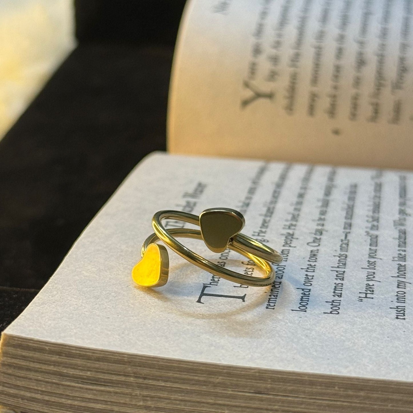 Golden Double Heart Ring
