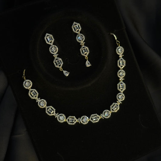 Elegant White Crystal Necklace Set