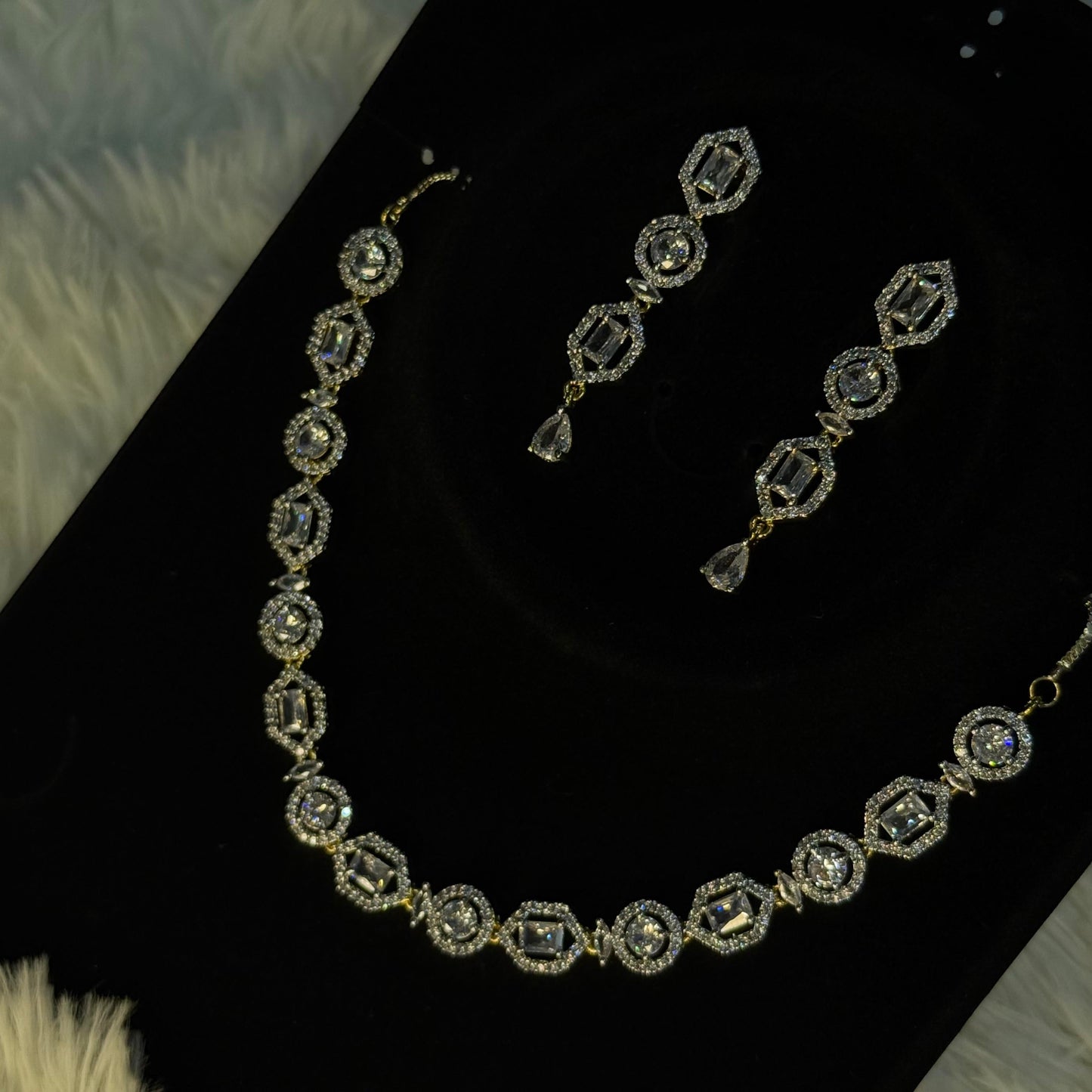 Elegant White Crystal Necklace Set