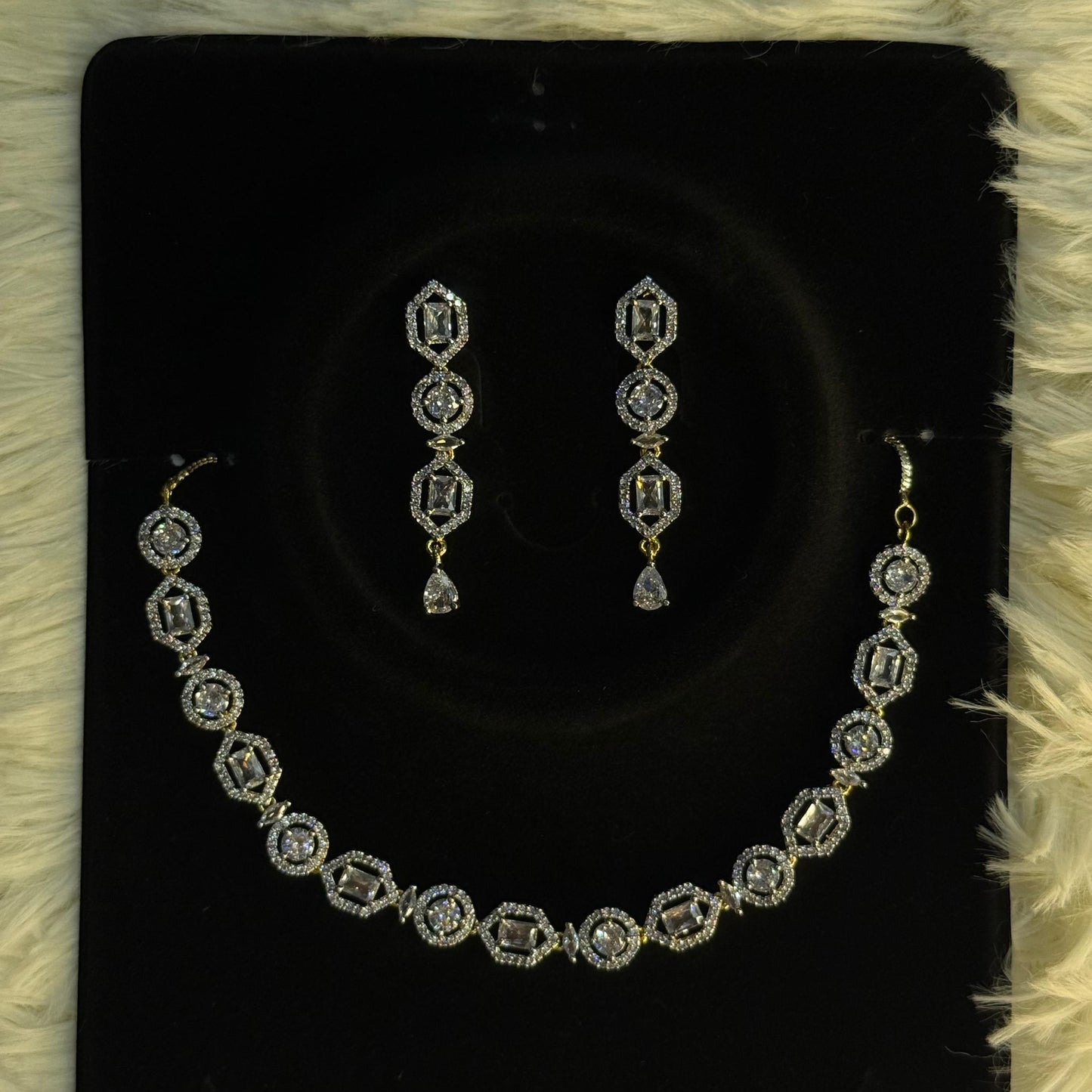 Elegant White Crystal Necklace Set