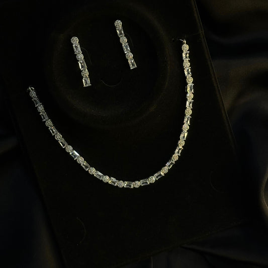 White & Grey Crystal Necklace Set